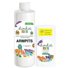 Kids Mix pack Natural deodorant bar and a Castile Liquid Body Odor Soap/Wash, For Armpits, feets, body odor protection, 5 Essential Oils, 8.81 oz, 2 Pack