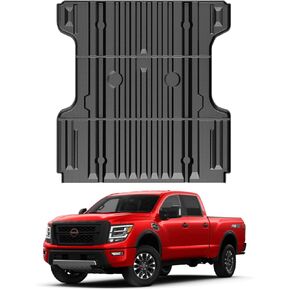Mixsuper Truck Bed Mat for Nissan Titan 2020-2025, All Weather Bed Liner for Titan Accessories TPE Durable Odorless Black