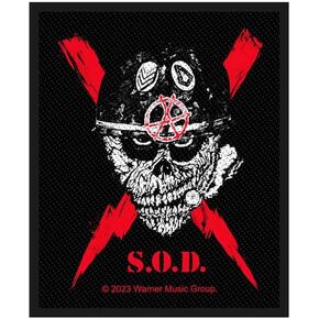 ドラッグトレイン S.O.D. قوات العواصف من الموت الصاخبة المطرزة Sew-on Punk Black 4.0 × 3.1 بوصات التصحيح