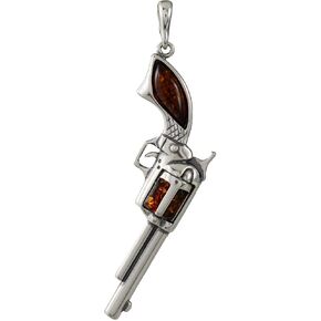 HolidayGiftshops Sterling Silver and Baltic Amber مسدس مسدس مسدس مسدس القلادة - SKU 053926495177 ، وتشمل 18 "سلسلة الفضة الاسترليني