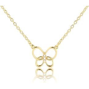 Cherished Moments Girl's Sterling Silver or 14K Gold Plated Butterfly Necklace Gift for Toddlers or Kids, 14-16 inch