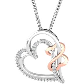1/5 TCW Round Cut Natural Diamond Pendant And Necklace With 18" Chain For Women, Heart Style Related Valentine Present For Girls In Real 925 Sterling Silver