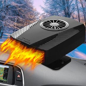 Portable Car Heater with 12V Cigarette Lighter Plug, Car Space Heater for Winter, Plug in Car Defroster, Defroster for Car Windshield,Car Heater for Universal Cars, Suitable For Universal Cars, Black