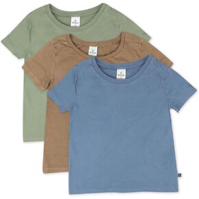 HonestBaby Multipack T-Shirts Short Sleeve Pocket Tees 100% Organic Cotton for Infant Baby and Toddler Boys, Girls, Unisex