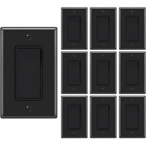 Micmi Single Pole Decorator Wall Light Switch, Paddle Rocker Interrupter Residential Grade 3 Wires Grounding 15A 120/277V UL Listed (10 Pack, White) in Saudi Arabia