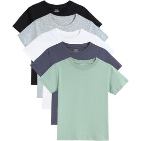Gihuo 5 Pack Boys Cotton Shirts Short Sleeve Tees Summer Tops Soft Kids Tshirts