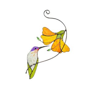 Hummingbird Gift Birds Handmade Stained Glass Suncatcher Genuine Stained Glass Window Hangings Unique Indoor Ornament & Outdoor Decor