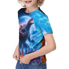 Boys Shirt Casual Short Sleeve T Shirts Crewneck Fashion Graphic 3D Printed Tops 6-16 Years