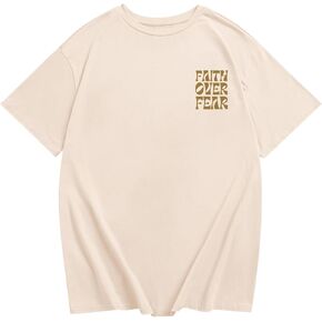 Boys Faith Over Fear Shirt Christian Jesus T Shirts for Kids Religious Inspirational Bible Verse Graphic Tees Tops