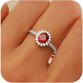 Ruby Rings for Women 925 Sterling Silver 14k Gold Plated Julystone Red Gemstone Ring Rings Rings Rings for لها Zirconia Zirconia Enterganting Band Band Ring Jewelry Greading Gifts