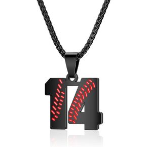 Baseball Number Necklace for Boys 00-99 Baseball Jersey Number Necklace Stainless Steel Personalized Pendant Gift for Men