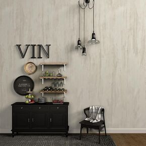 Ivory White Concrete Wallpaper Peel Stick Milky White Plaster Effect Contact Paper 16x118in Air Guide Slot Design Matte Thick Self-Adhesive Waterproof Vinyl Wrap Modern Industrial Style Wall Sticks