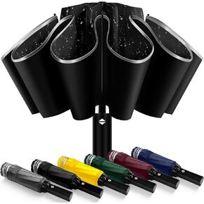 Travel Umbrella (Compact, Superior & Beautiful), Small Strong but Light Portable and Automatic Folding Rain Umbrella, Durable Premium Grip, Fits Car & Backpack