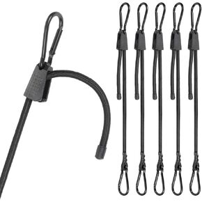 6 PCS Adjustable Bungee Cords with Hooks, 24 Inches Black Elastic Cord with Carabiner Hooks, Heavy Duty Bungee Straps for Outdoor Tent, Cart, Bike Rack, Trucks, Luggage and Cargo