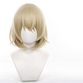 Falin Touden Cosplay Wig Short Gray Gold Hair Halloween Costume Party Wig for Women