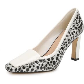 Women's Cheetah and Snake Pumps Block Heel Round Toe Sexy Party Dress Shoes