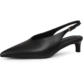 Iiimmu slingback الكعب للنساء مغلقة من إصبع القدم 2 في كعب هريرة المدببة إصبع إصبع القدم مضخات منخفض
