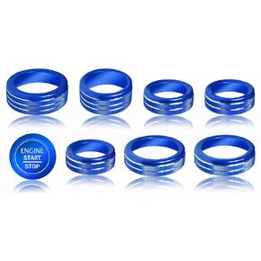 SENSHINE for Ford F150 Accessories 2021 2022 2023 AC Knob Covers, Volume Radio, 4WD Drive Mode, Headlight Switch, Trailer Control Knob Engine Start Stop Button Cover Outer Ring, 9Pcs (Red)
