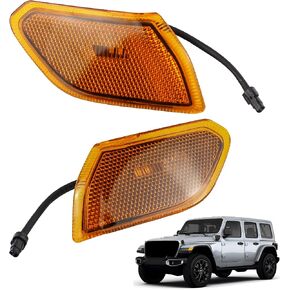 2PCS Amber LED LED Side Marker Lights متوافقة مع 2020-2023 Jeep Gladiator JT 2018-2024 Jeep Wrangler JL Turn Signal Light Placator 68302119ab CH2550137 68302120AB