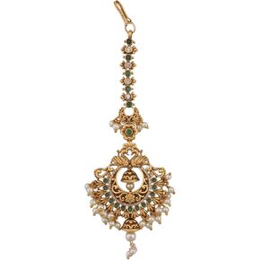 Tarinika Antique Gold Plated Manan Maangtika with Peacock Design - Indian Mang Tika for Women and Girls Perfect for Ethnic Occasions | Bollywood Maang Tikka | 1 Year Warranty*