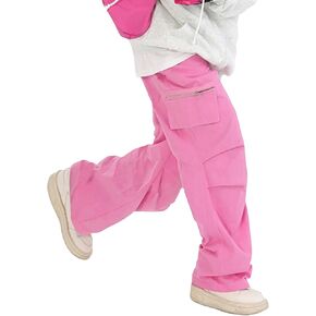 OYOANGLE Men's Casual Cargo Pants Drawstring Elastic Waist Flap Pocket Street Baggy Jogger Trousers