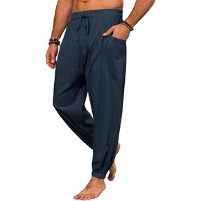 Runcati Mens Harem Pants Casual Elastic Waist Drawstring Baggy Pants Summer Hippie Hip Hop Trousers