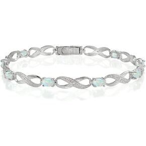 Ice Gems Sterling Silver Genuine or Created Gemstone Infinity Link Bracelet