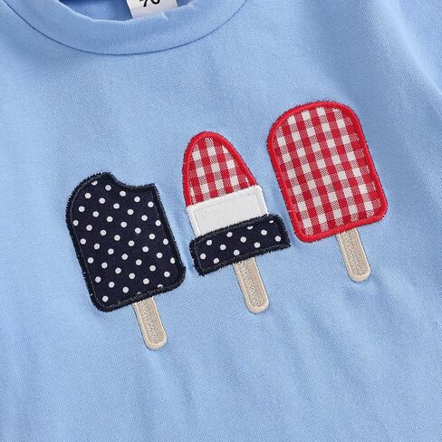 4th Of July Toddler Boy Outfit Popsicle American Flag T-Shirt and Gingham Plaid Shorts Set Independence Day Clothes in Saudi Arabia