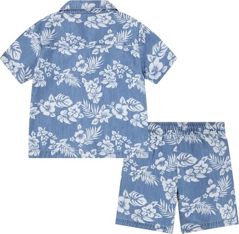 Hurley boys And Toddler Boys' Short Sleeve Button Up Shirt and Shorts 2-piece Outfit Set in Saudi Arabia