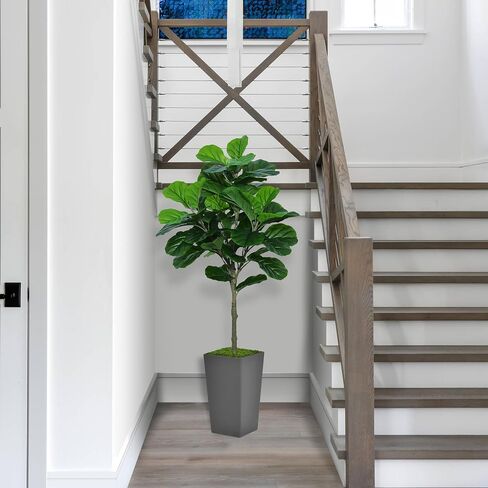 Fiddle Leaf Fig Tree Artificial 5FT - Faux Fiddle Leaf Fig Tree with White Tall Planter - Fake Ficus Lyrata Floor Plant Potted - Artificial Fig Tree for Home Office Living Room Decor Indoor in Saudi Arabia