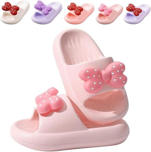 Girls Cloud Bow Slide & Shower Slippers - Non-Slip Slip-On Kids Beach Pool Indoor Outdoor Shoes in Kuwait
