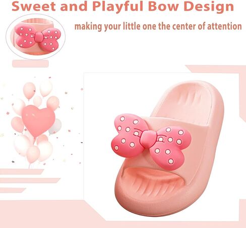 Girls Cloud Bow Slide & Shower Slippers - Non-Slip Slip-On Kids Beach Pool Indoor Outdoor Shoes in Kuwait