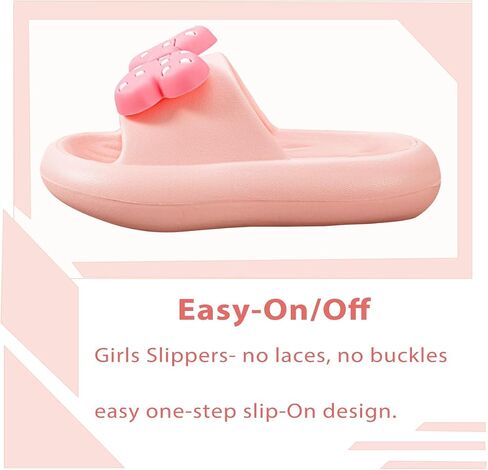 Girls Cloud Bow Slide & Shower Slippers - Non-Slip Slip-On Kids Beach Pool Indoor Outdoor Shoes in Kuwait