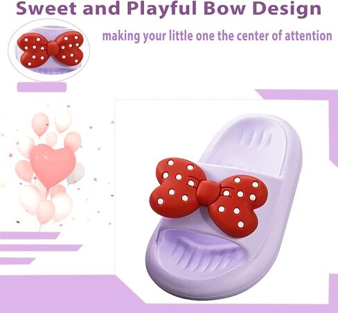 Girls Cloud Bow Slide & Shower Slippers - Non-Slip Slip-On Kids Beach Pool Indoor Outdoor Shoes in Kuwait