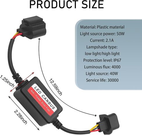 2 PCS Car H13/9008 وحدة فك ترميز مصباح LED ، قابس مقاوم للماء والتشغيل LED LED System Anti-Flicker Harness Canbus Error Code ، مرشح LED Radio Audio ، Universal لمعظم السيارات (أسود) in Saudi Arabia