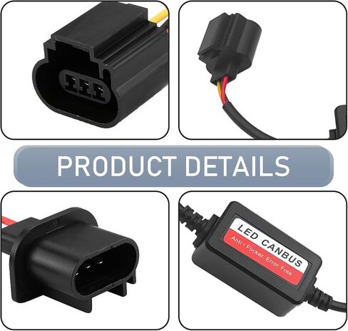 2 PCS Car H13/9008 وحدة فك ترميز مصباح LED ، قابس مقاوم للماء والتشغيل LED LED System Anti-Flicker Harness Canbus Error Code ، مرشح LED Radio Audio ، Universal لمعظم السيارات (أسود) in Saudi Arabia