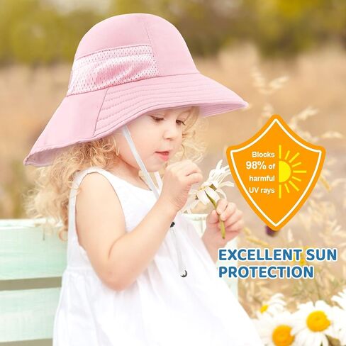 Bqubo Toddler Kids Sun Hat مع رفرف الرقبة UPF 50+ قبعات دلو واسعة الحافة قابلة للتعديل in Kuwait