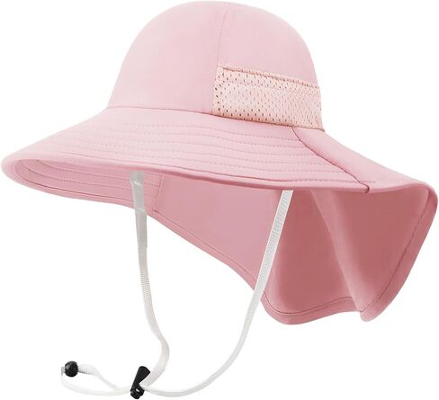 Bqubo Toddler Kids Sun Hat مع رفرف الرقبة UPF 50+ قبعات دلو واسعة الحافة قابلة للتعديل in Kuwait