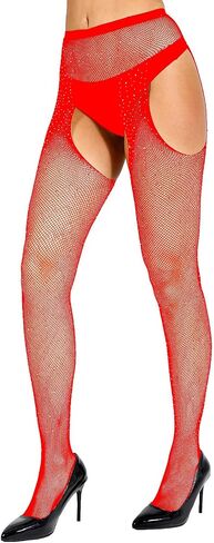 DTWAWA Sparkly Fishnet Tights for Womens Rhinestone High Waist Pantyhose in Saudi Arabia