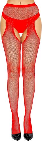 DTWAWA Sparkly Fishnet Tights for Womens Rhinestone High Waist Pantyhose in Saudi Arabia