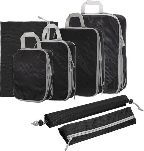 HARFINGTON 7pcs Compression Packing Cube for Suitcases Lightweight Luggage Organizers Bag Expandable Storage Travel Essentials Compression Bags for Carry on Suitcases, Black in Saudi Arabia