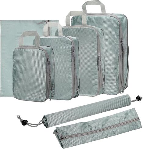 HARFINGTON 7pcs Compression Packing Cube for Suitcases Lightweight Luggage Organizers Bag Expandable Storage Travel Essentials Compression Bags for Carry on Suitcases, Black in Saudi Arabia