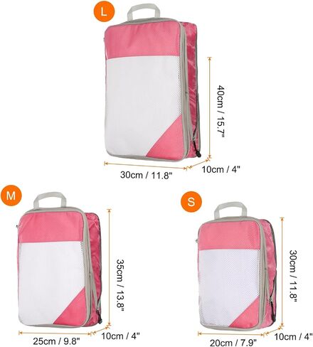 Harfington 3PCS Compression Compression Backing Cube لحقوق حقائب خفيفة الوزن منظمي الأمتعة أكياس أساسيات السفر من أجل حقائب تحمل على حقائب السماء الأزرق in Kuwait