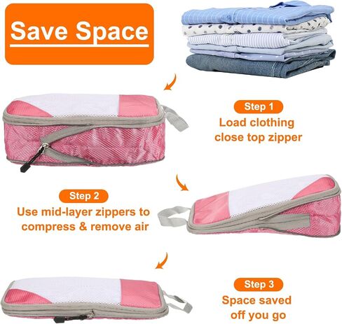 Harfington 3PCS Compression Compression Backing Cube لحقوق حقائب خفيفة الوزن منظمي الأمتعة أكياس أساسيات السفر من أجل حقائب تحمل على حقائب السماء الأزرق in Kuwait