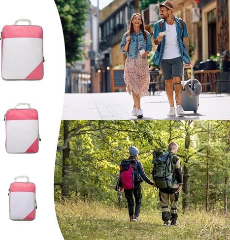 Harfington 3PCS Compression Compression Backing Cube لحقوق حقائب خفيفة الوزن منظمي الأمتعة أكياس أساسيات السفر من أجل حقائب تحمل على حقائب السماء الأزرق in Kuwait