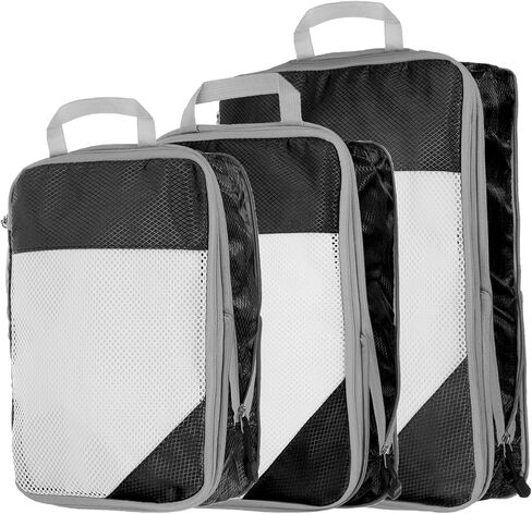 Harfington 3PCS Compression Compression Backing Cube لحقوق حقائب خفيفة الوزن منظمي الأمتعة أكياس أساسيات السفر من أجل حقائب تحمل على حقائب السماء الأزرق in Kuwait