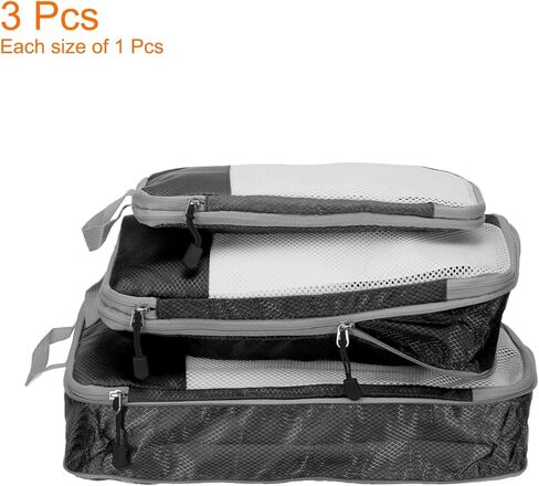 Harfington 3PCS Compression Compression Backing Cube لحقوق حقائب خفيفة الوزن منظمي الأمتعة أكياس أساسيات السفر من أجل حقائب تحمل على حقائب السماء الأزرق in Kuwait