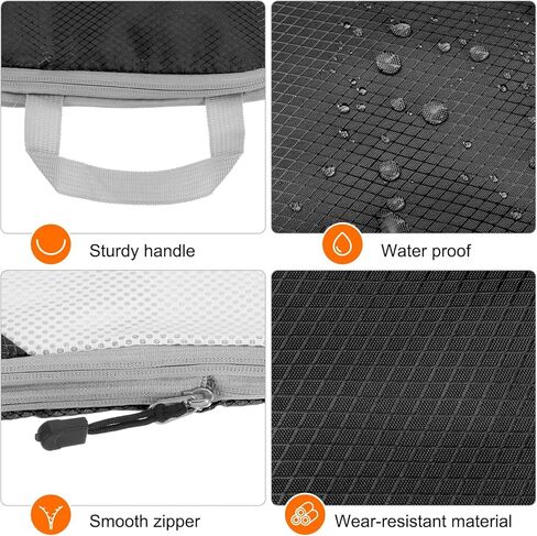 Harfington 3PCS Compression Compression Backing Cube لحقوق حقائب خفيفة الوزن منظمي الأمتعة أكياس أساسيات السفر من أجل حقائب تحمل على حقائب السماء الأزرق in Kuwait