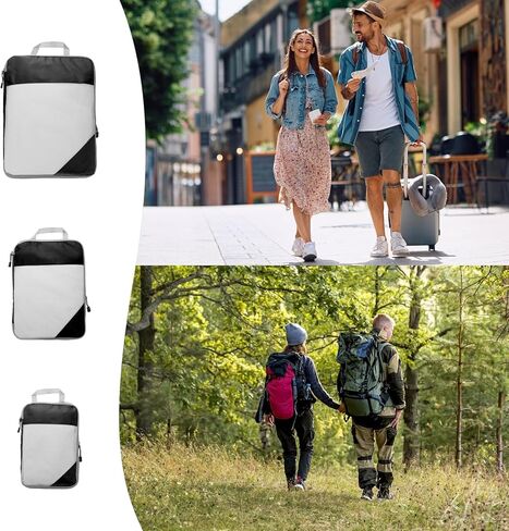 Harfington 3PCS Compression Compression Backing Cube لحقوق حقائب خفيفة الوزن منظمي الأمتعة أكياس أساسيات السفر من أجل حقائب تحمل على حقائب السماء الأزرق in Kuwait