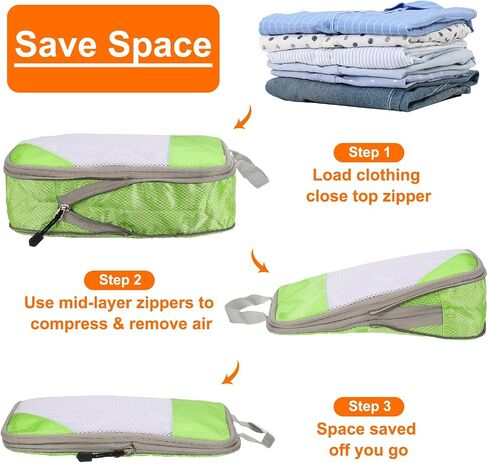 HARFINGTON 4pcs Compression Packing Cube for Suitcases Lightweight Luggage Organizers Bag Travel Essentials Compression Bags for Carry on Suitcases, Sky Blue in Saudi Arabia
